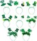 8Pcs St. Patrick's Day Headbands, Green Shamrock Clover Hats Headband Boppers, Saint Patricks Day Irish Headwear Costume Accessories Top Hat Head Band Bopper Party Favors for Women Men Kids